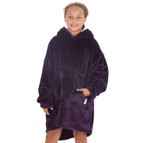 Girls Shimmering Plum Oversized Blanket Hoodie