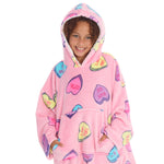 Girls Love Hearts Oversized Blanket Hoodie