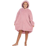 Girls Pink Cable Oversized Blanket Hoodie