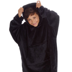 Boys Metallic Black Oversized Blanket Hoodie