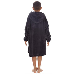 Boys Charcoal Plain Oversized Blanket Hoodie