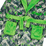  Personalised Boys Green Pixel Hooded Dressing Gown with Green Thread Embroidery