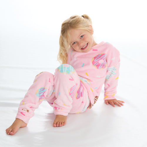 Girls Donut Fleece Long Pyjama Set