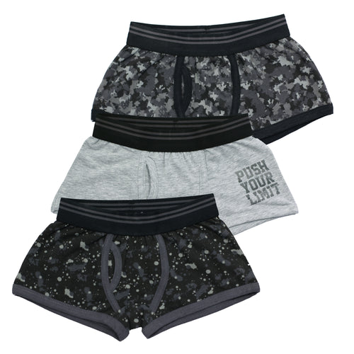 Boys Trunks Fit Boxers Cotton Rich Underwear 3 Pack Black