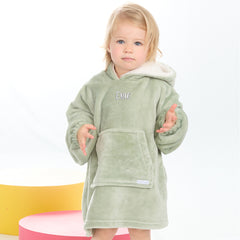 Personalised Toddler Bear Ears Sage Oversized Blanket Hoodie