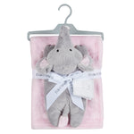 Baby Elephant Soft Toy and Blanket Pink Set