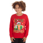 Kids Christmas Sweatshirt With Cuffed Hems Red