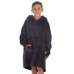 Boys Charcoal Plain Oversized Blanket Hoodie