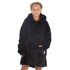 Girls Black Onyx Plain Oversized Blanket Hoodie