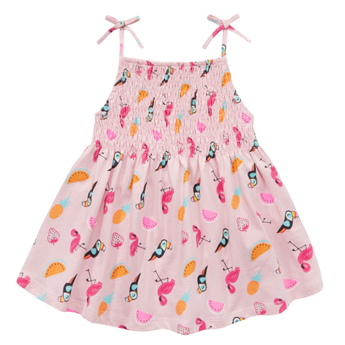 Girls Summer Tropical Pink Beach Dress