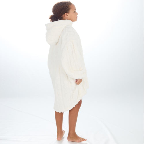 Girls Cream Cable Oversized Blanket Hoodie