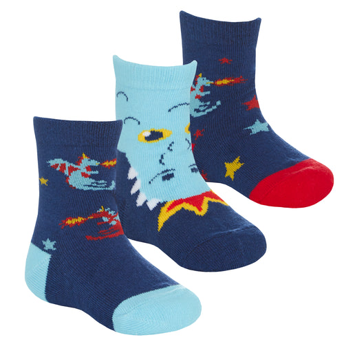 Baby Cotton Rich Dragon Socks 3 Pairs