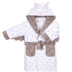 Girls Owl White Robe