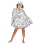 Girls Silver Leopard Oversized Blanket Hoodie