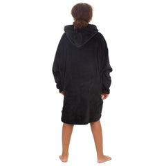 Girls Black Onyx Plain Oversized Blanket Hoodie