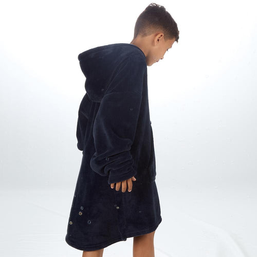 Boys Navy Blue Plain Oversized Blanket Hoodie