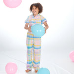 Girls Light Pink Check Woven Pyjama Set