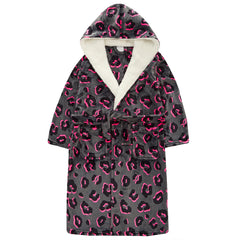 Girls Leopard Neon Robe