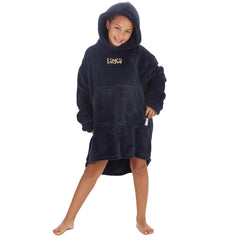 Personalised Girls Navy Plain Oversized Blanket Hoodie