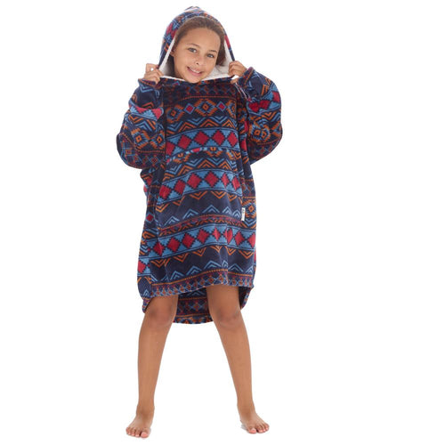 Girls Aztec Print Oversized Blanket Hoodie