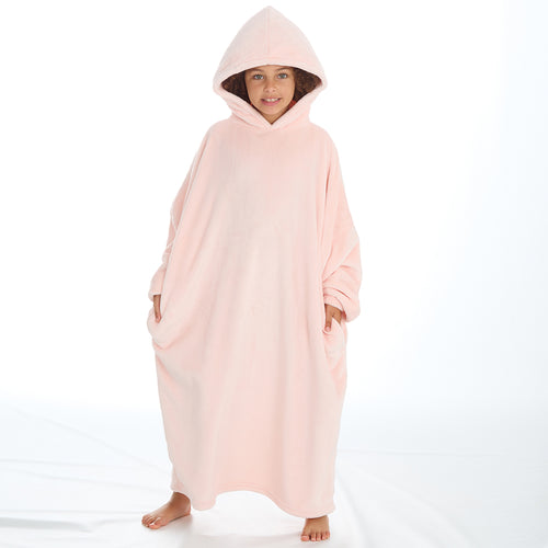 Girls Pastel Pink Oversized Hooded Blanket