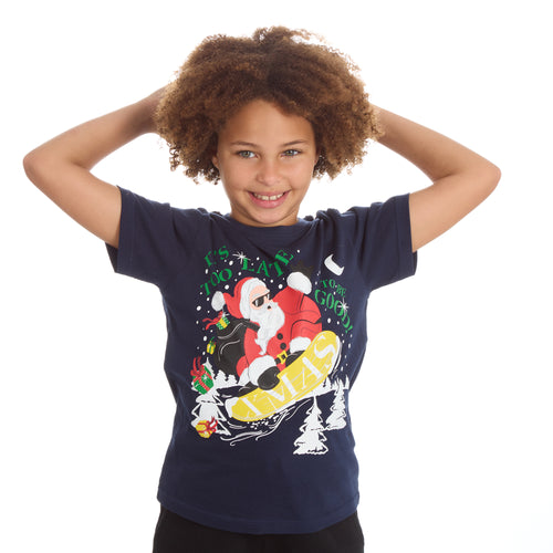 Kids Christmas Novelty Print Short Sleeve T-Shirt Navy