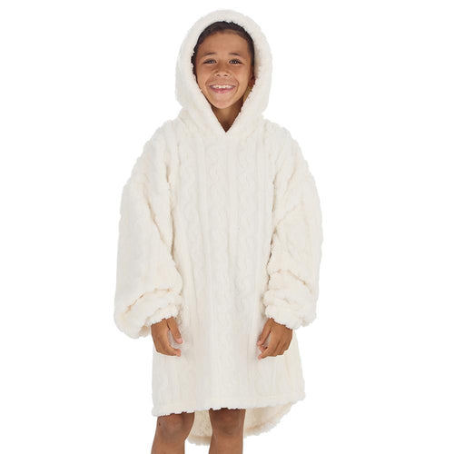 Boys Cream Cable Oversized Blanket Hoodie