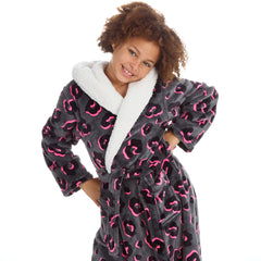 Girls Leopard Neon Robe