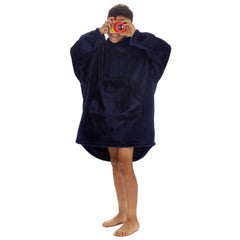 Boys Navy Shimmering Oversized Blanket Hoodie