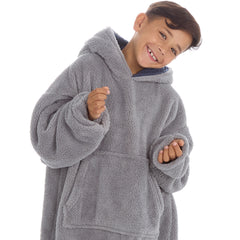 Boys Grey Snuggle Oversized Blanket Hoodie