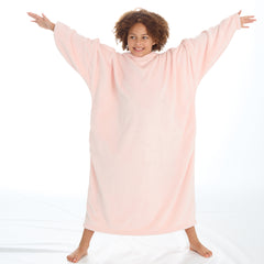 Girls Pastel Pink Oversized Hooded Blanket