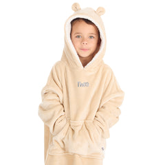 Personalised Infant Boys Bear Ears Toffee Oversized Blanket Hoodie