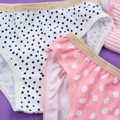 Girls 100% Cotton Dots Briefs 5 Pack