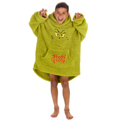 Boys Grinch Sherpa Blanket Hoodie