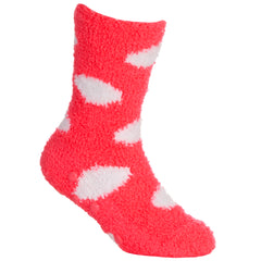 Baby Girls Sherpa Slipper Socks with Grippers Pink Dot