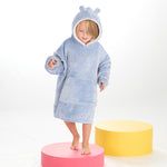 Personalised Infant Girls Bear Ears Dusky Blue Oversized Blanket Hoodie