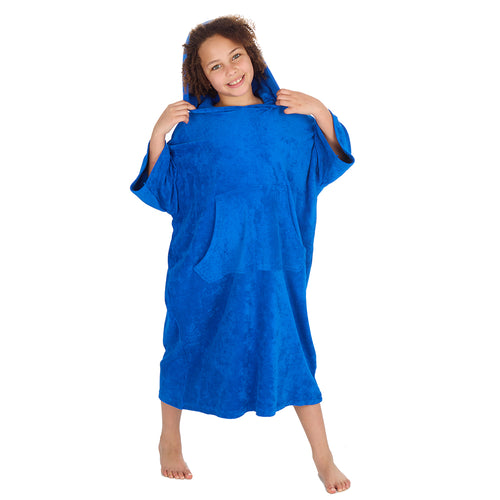 Girls Blue Towelling Beach Cover Up 