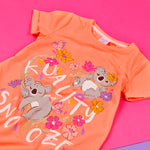 Girls Neon Coral Koala Floral Nightie