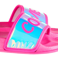 Girls Holographic Pink Sliders