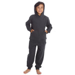 Boys Plain Cotton Rich Tracksuit Hooded Sweatshirt and Joggers Set Charcoal