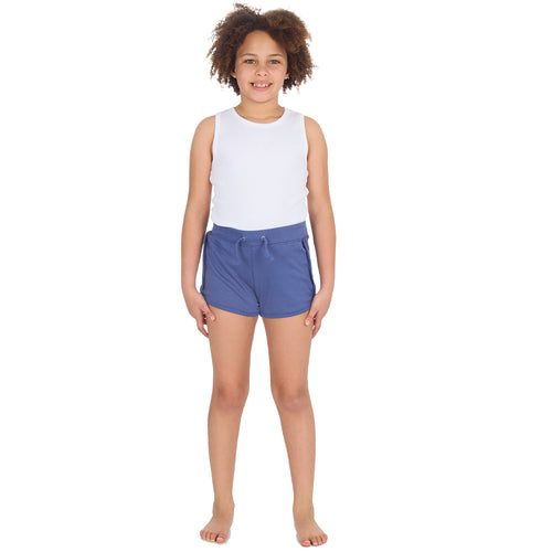 Girls 100% Cotton Jersey Summer Shorts Blue