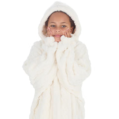 Girls Cream Cable Oversized Blanket Hoodie