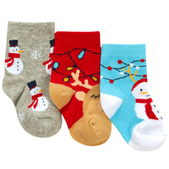 Babies Cotton Rich Christmas Design Socks 3 Pairs Snowman