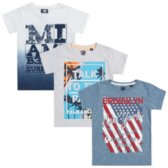 3 Pack of Boys Short Sleeved Summer T-Shirt Grey