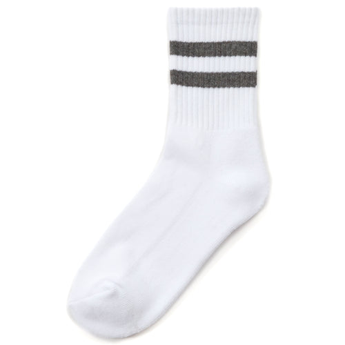 Boys Cotton Rich White Sport Socks with Grey Stripe