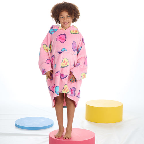 Girls Love Hearts Oversized Blanket Hoodie