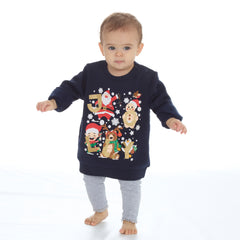 Baby Christmas Sweatshirt With Cuffed Hems Navy