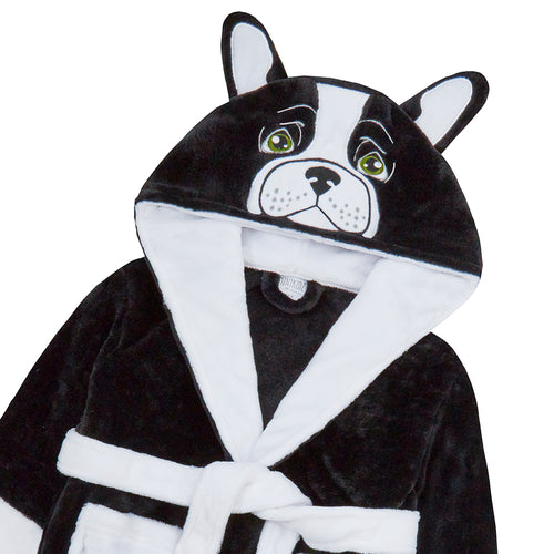 Girls French Bulldog Black Robe