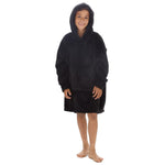 Boys Black Onyx Plain Oversized Blanket Hoodie