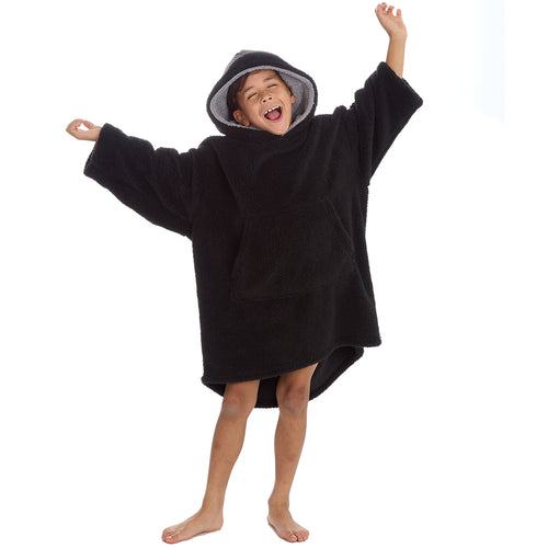 Boys Black Snuggle Oversized Blanket Hoodie